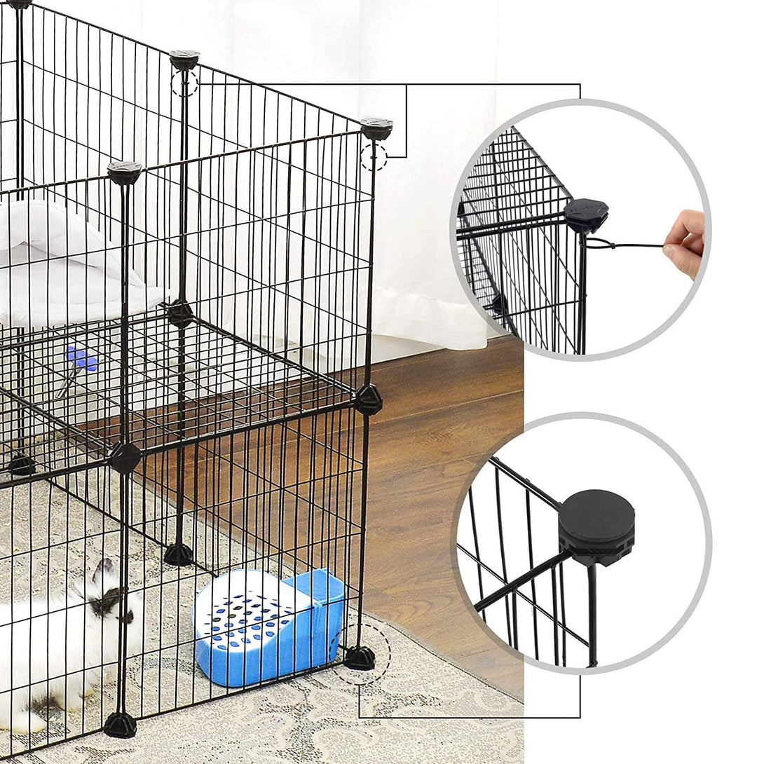 SONGMICS 2-poschodová kovová ohrádka pre domáce zvieratá, prispôsobiteľná-Vashome.sk