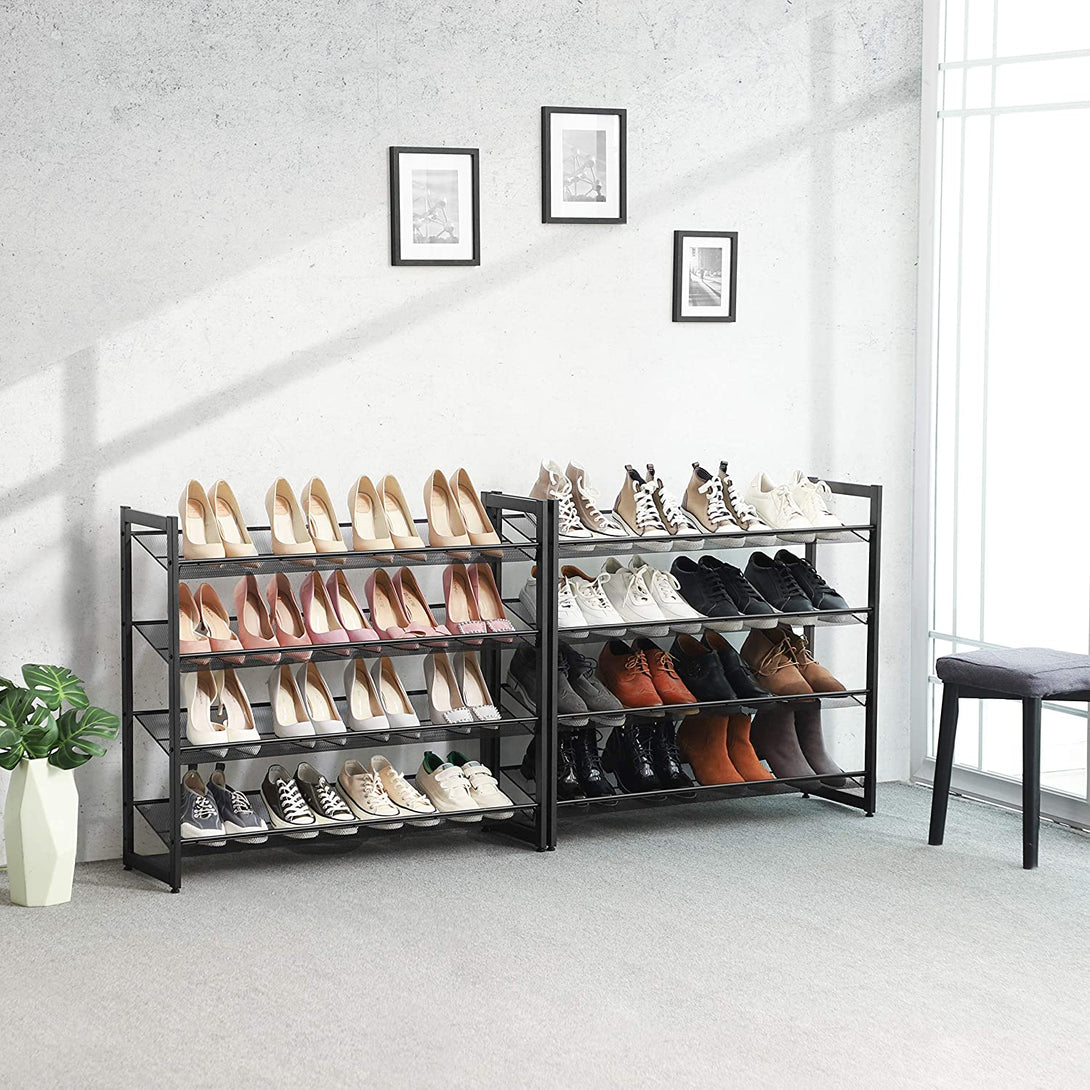 SONGMICS 8-úrovňový kovový stojan na topánky, botník 92,5 x 30,7 x 163,5 cm, čierny-Vashome.sk