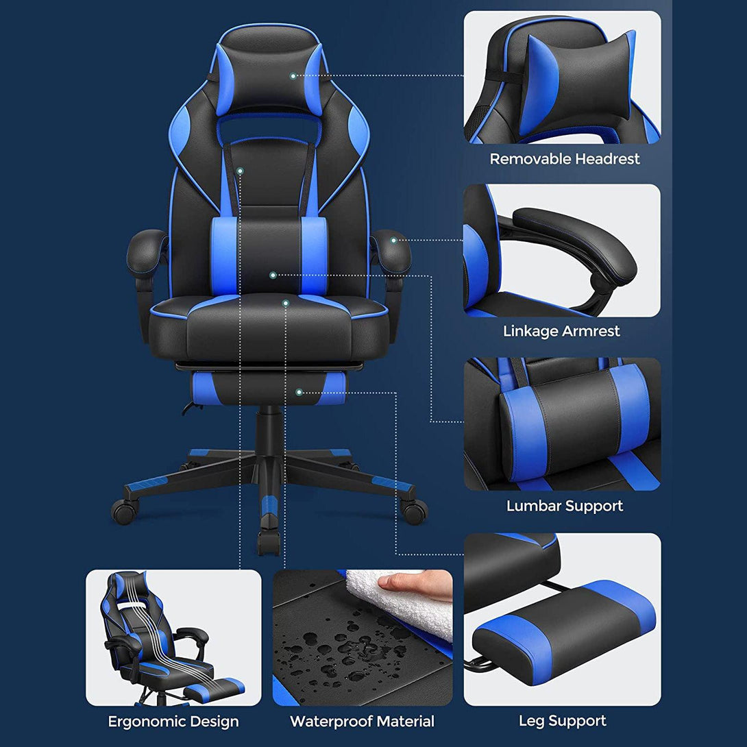 Songmics Gaming/Gamer stolička, kancelárska stolička s opierkou hlavy, ergonomická | SONGMICS-Vashome.sk