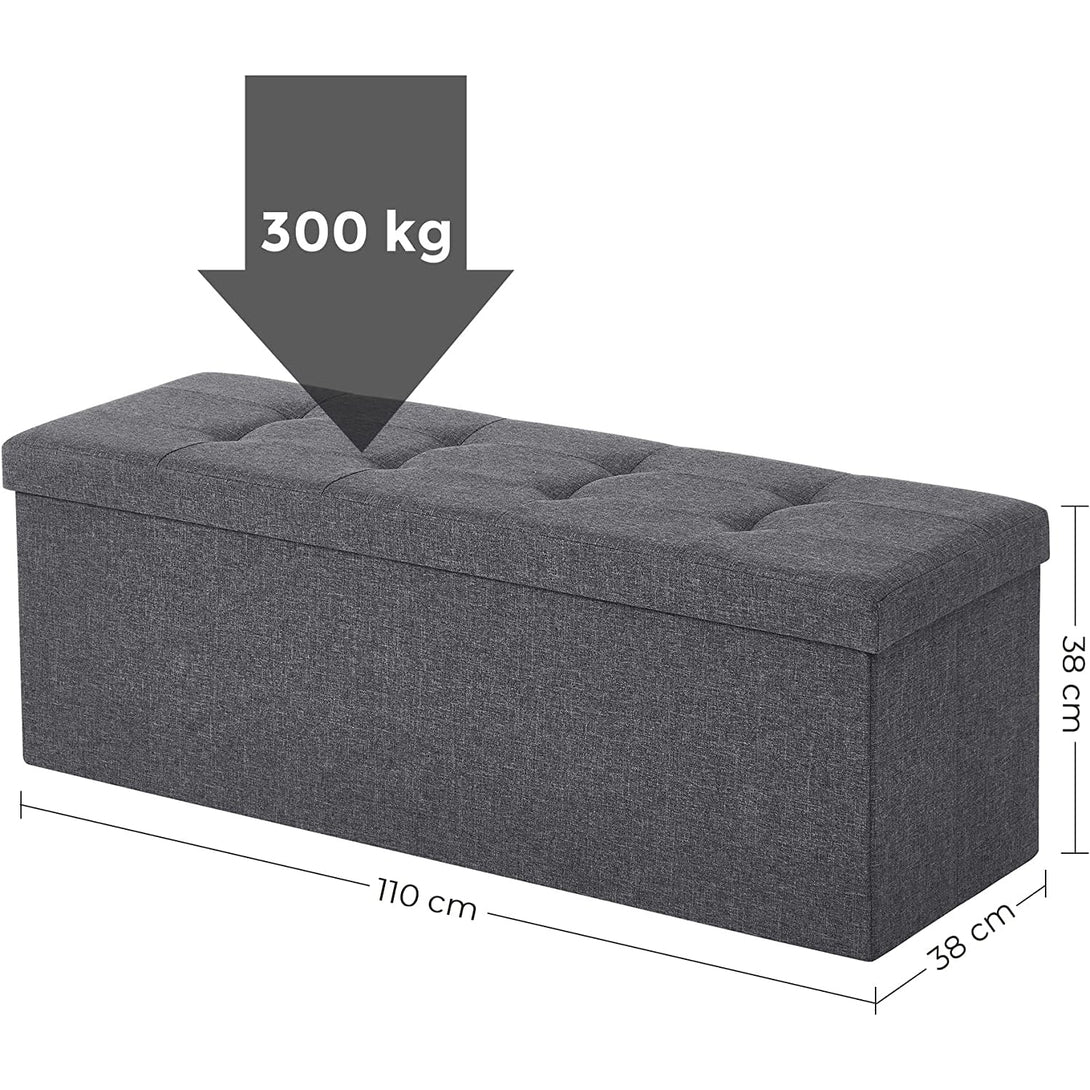 Úložná lavica, max. statická nosnosť 300 kg, 120 L, tmavosivá 110 x 38 x 38 cm-Vashome.sk