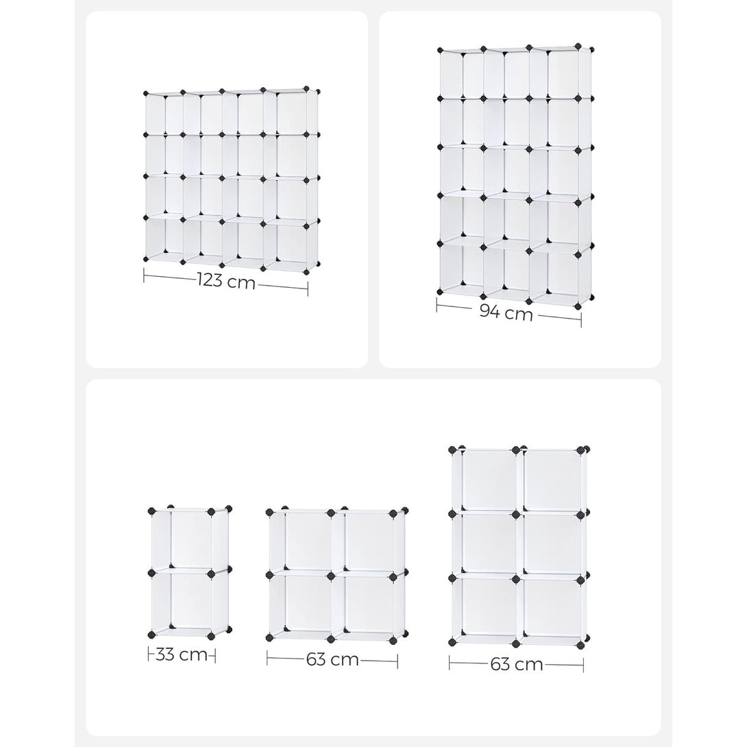 16-priehradkový úložný diel, DIY policový systém, biely-Vashome.sk