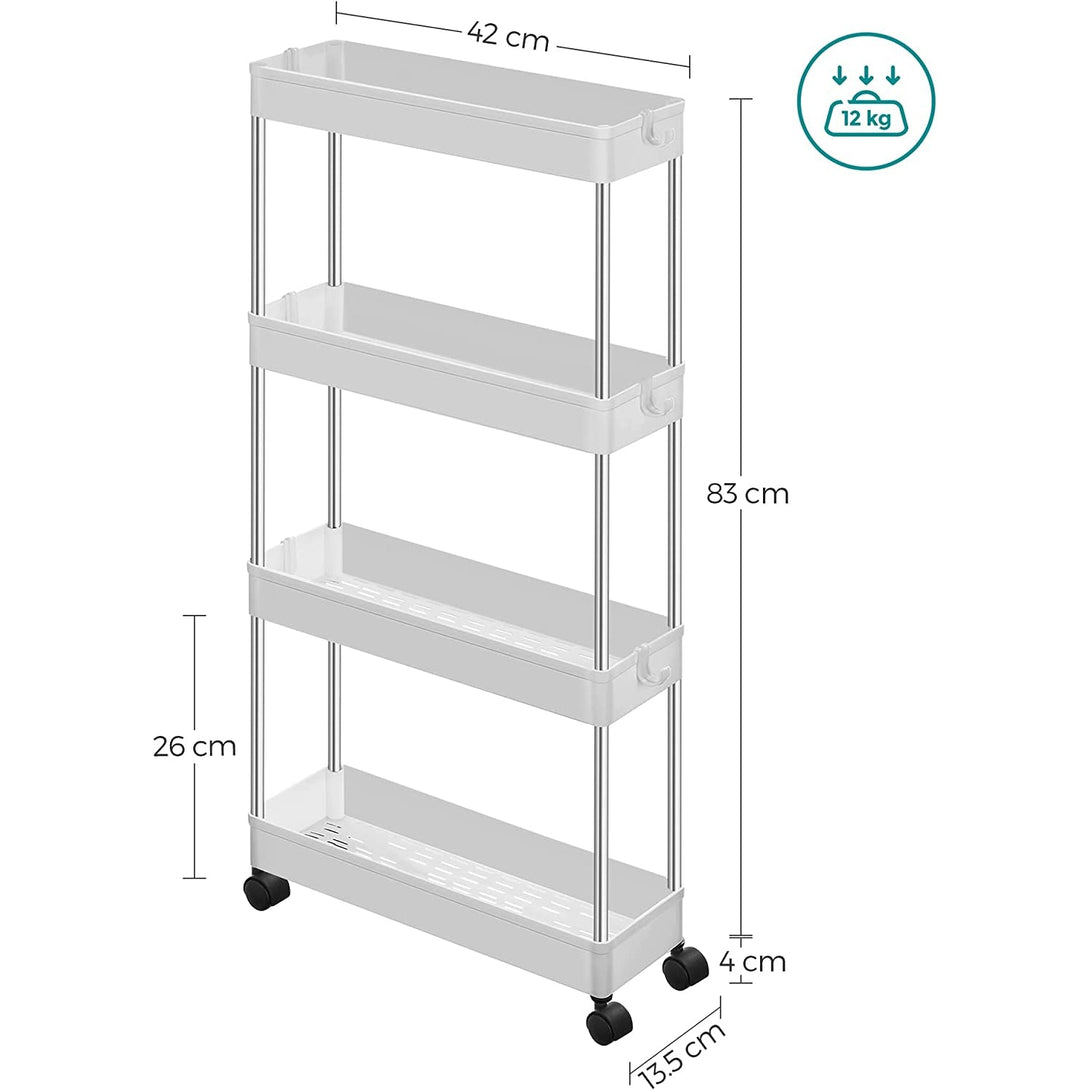 4-poschodový výsuvný úzky vozík, 40 x 86 x 13 cm, biely-Vashome.sk