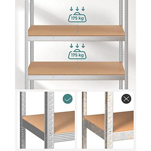 Ötszintes polcrendszer, acél polcrendszer tároláshoz, teherbírás 875 kg, 60 x 120 x 200 cm, ezüst-Vashome.sk