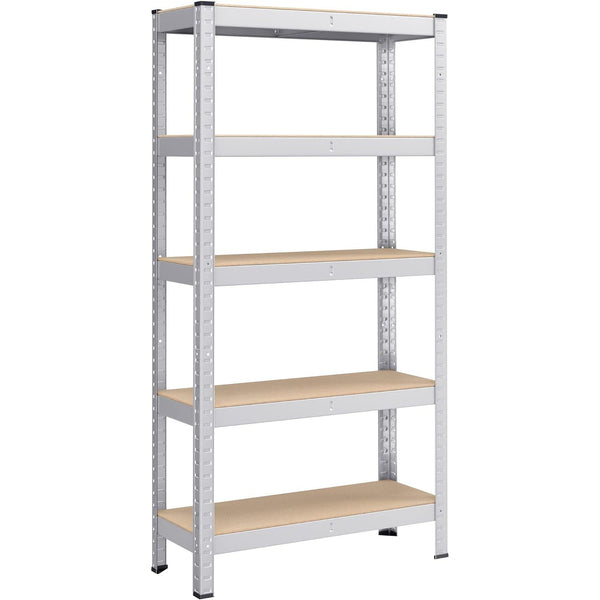 Ötszintes polcrendszer, acél polcrendszer tároláshoz, csavarmentes összeszerelés, teherbírás 650 kg, 30 x 75 x 150 cm, ezüst-Vashome.sk