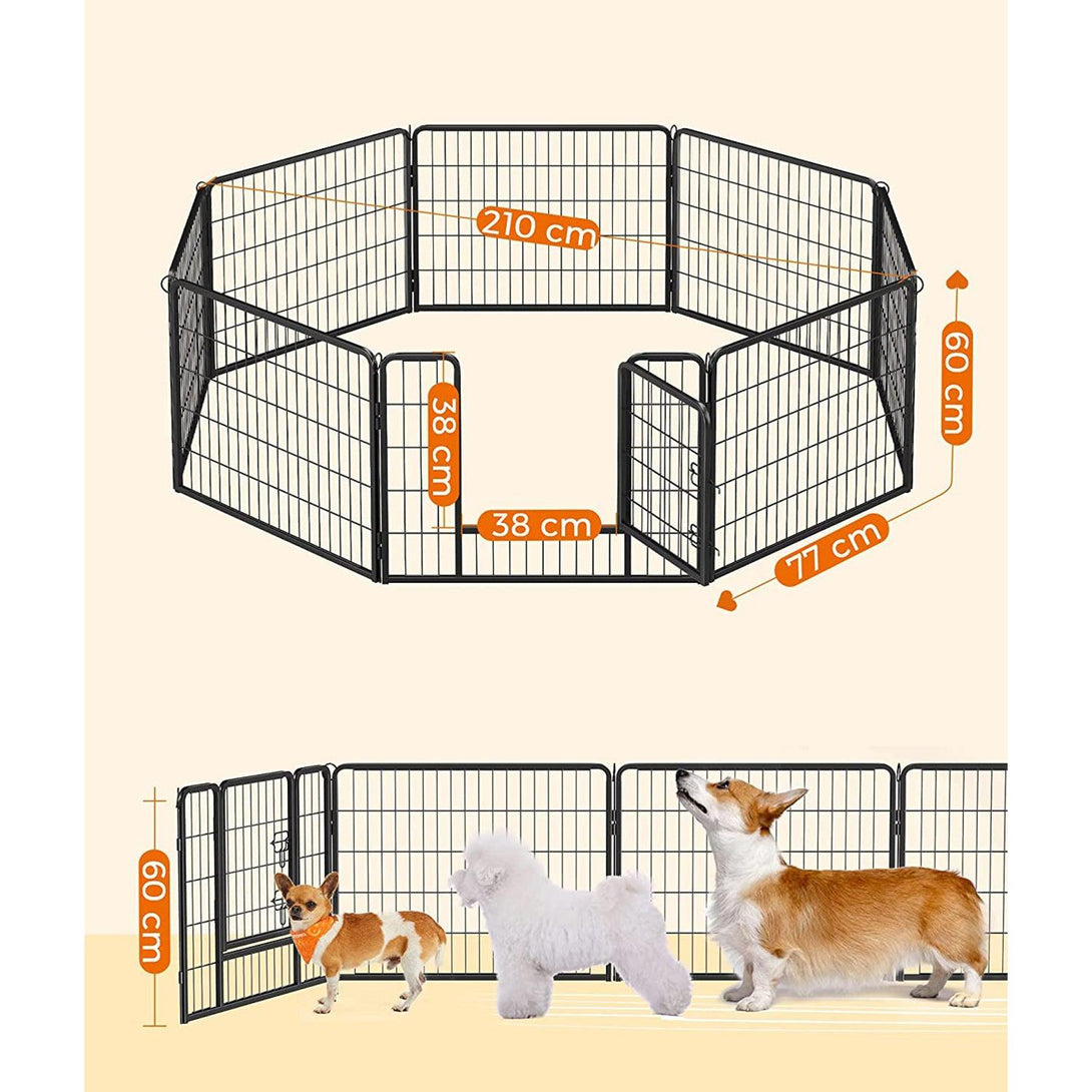 FEANDREA 8-panelová ohrádka pre domáce zvieratá, železná klietka pre psov, šteniatka, 77 x 60 cm-Vashome.sk