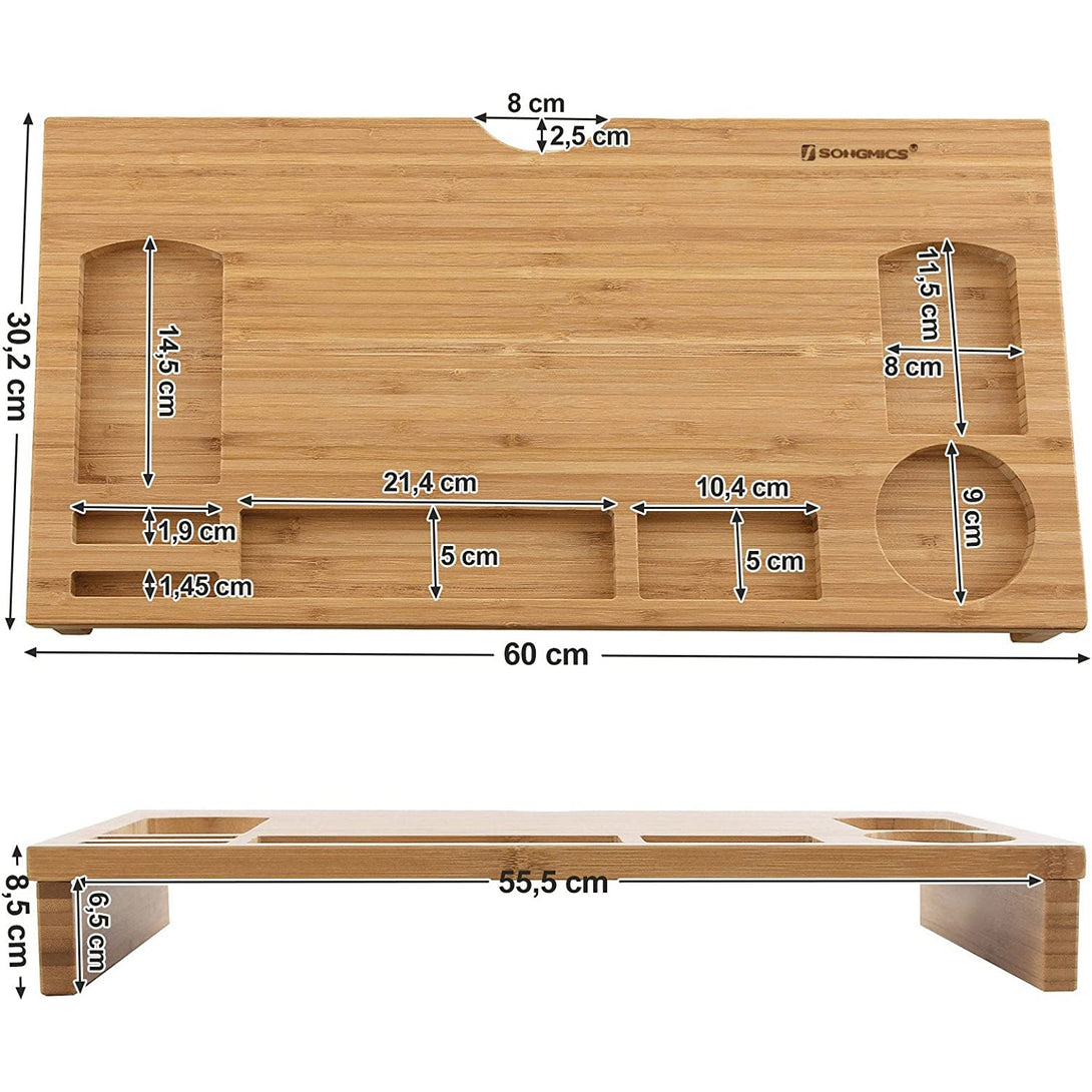 Bambusový stojan na monitor, stolový organizér, 60 x 30,2 x 8,5 cm-Vashome.sk