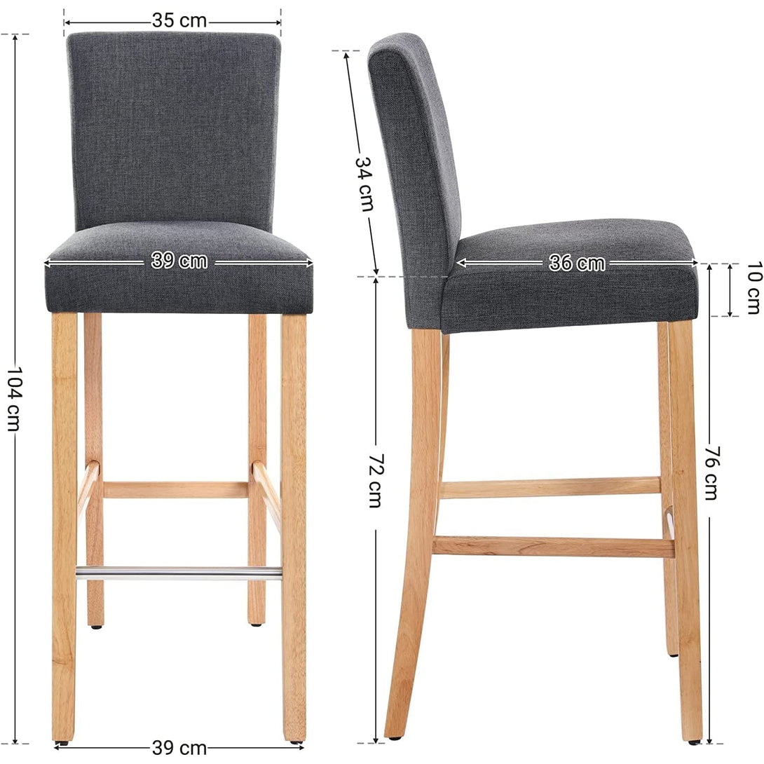 SONGMICS Barová stolička, čalúnená, výška sedadla 71,5 cm, sada 2 ks-Vashome.sk