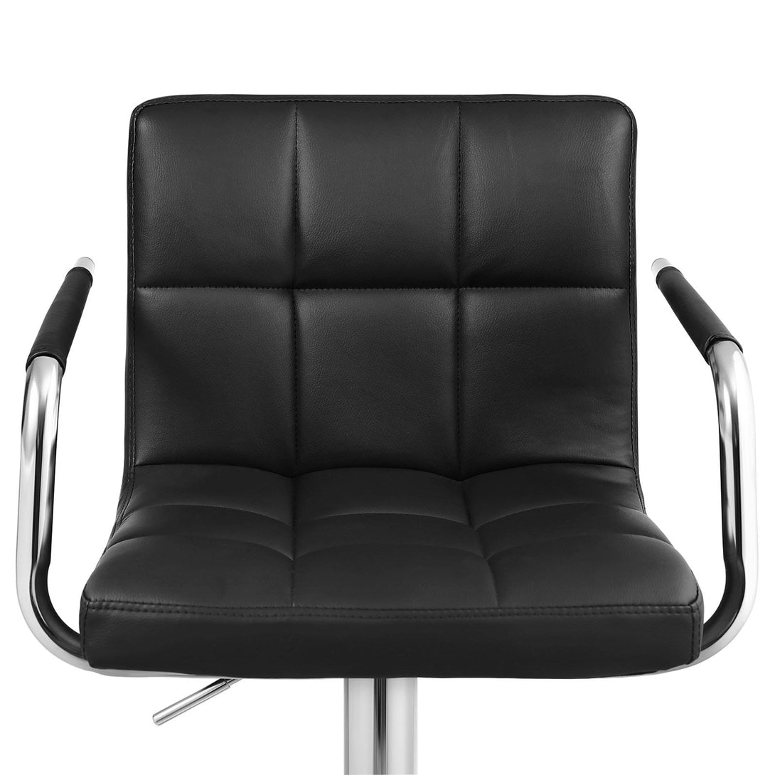 Barová stolička s opierkami na ruky, sada 2 ks, syntetická koža, čierna-Vashome.sk