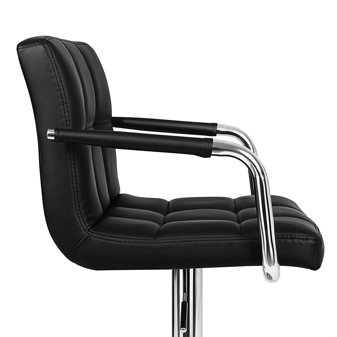 Barová stolička s opierkami na ruky, sada 2 ks, syntetická koža, čierna-Vashome.sk