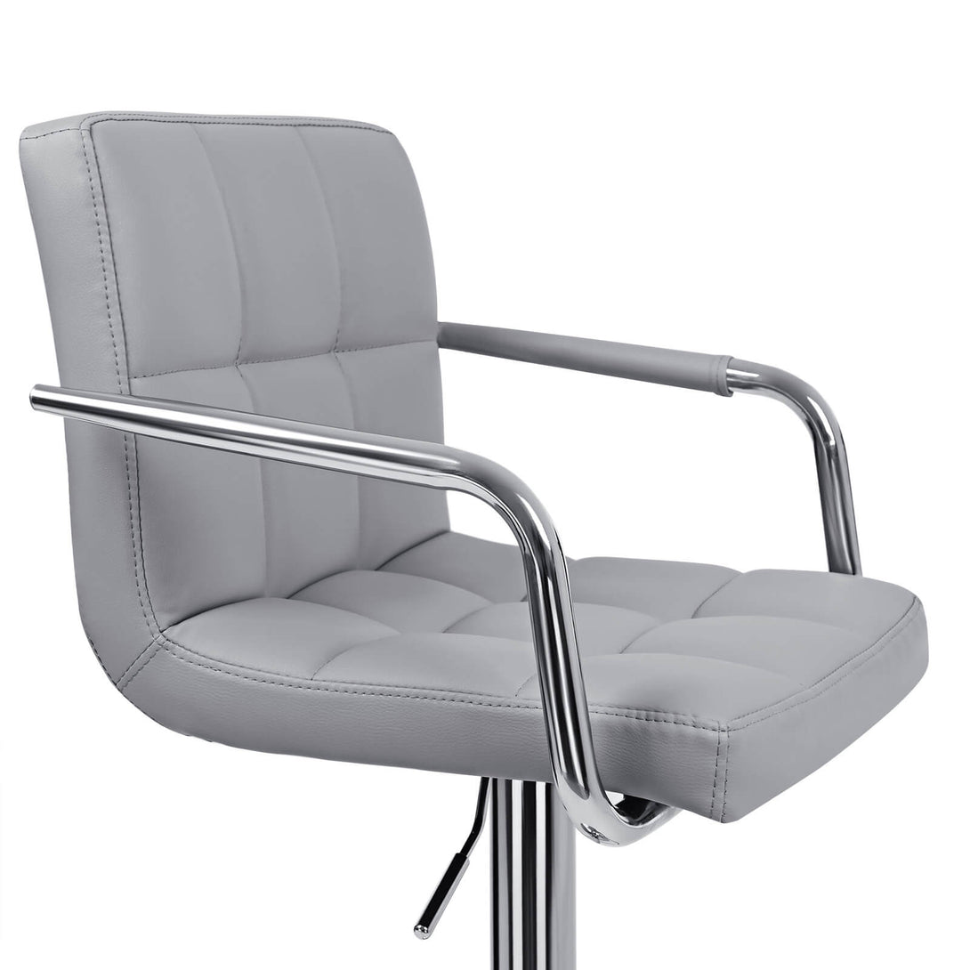 Barová stolička s opierkami na ruky, sada 2 ks, syntetická koža, sivá-Vashome.sk