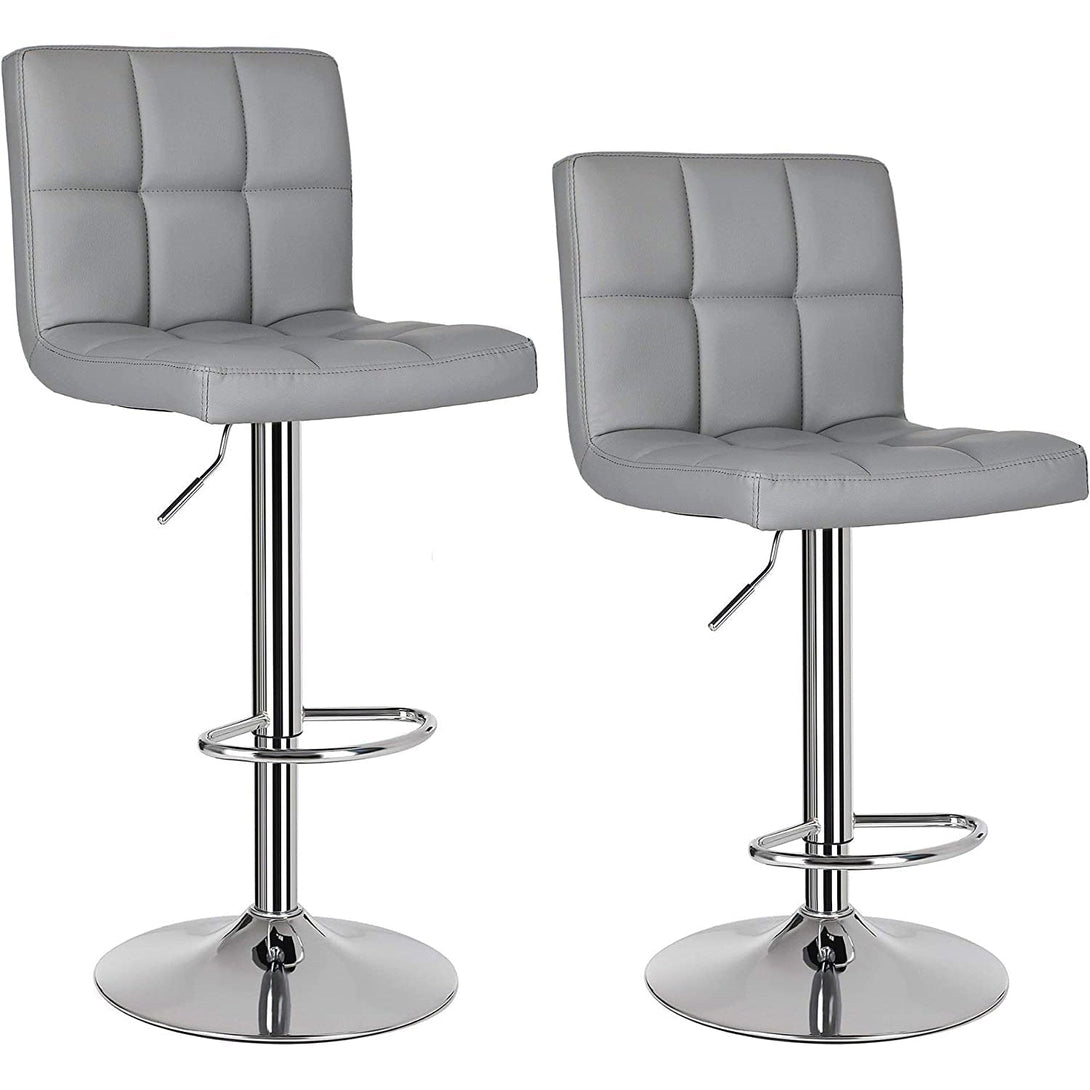 Barová stolička, sada 2 ks, syntetická koža, sivá-Vashome.sk