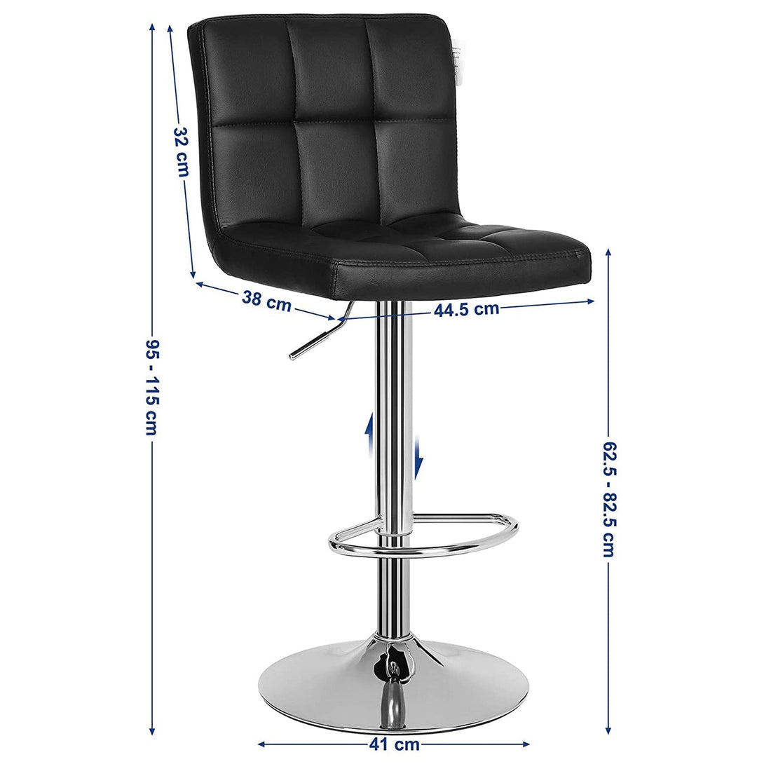 Barová stolička, sada 2 ks, výškovo nastaviteľná, syntetická koža, čierna, 44,5 x 38 x 115 cm-Vashome.sk