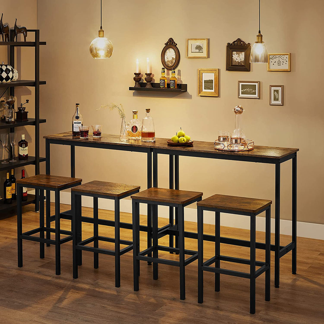 Barový stôl s barovými stoličkami, 100 x 90 x 40 cm, rustikálny hnedý-Vashome.sk