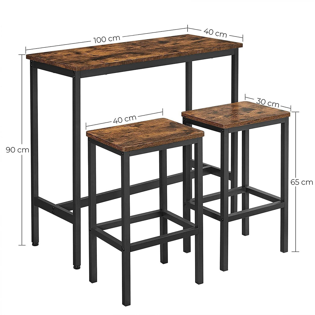Barový stôl s barovými stoličkami, 100 x 90 x 40 cm, rustikálny hnedý-Vashome.sk
