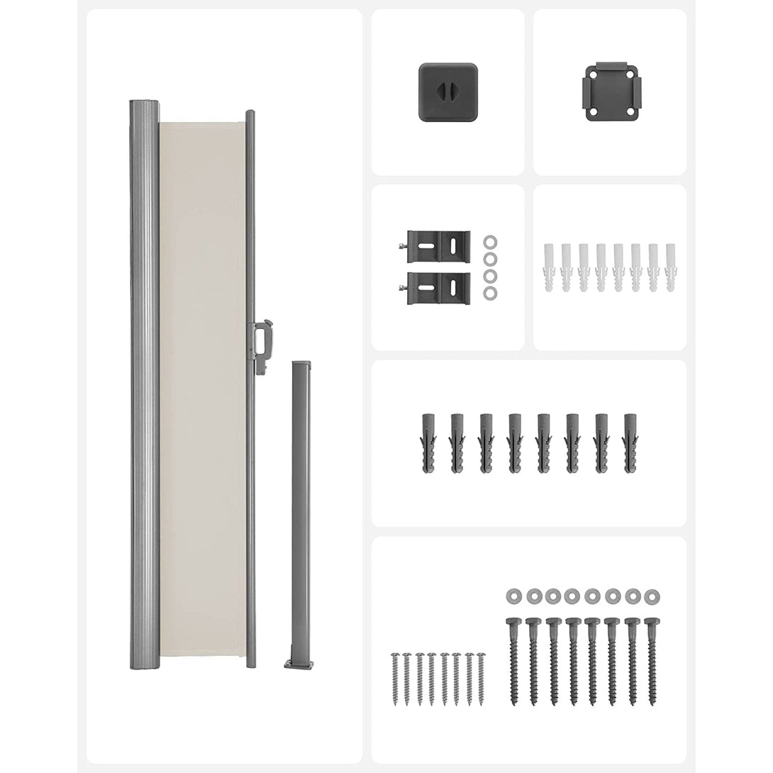 SONGMICS Bočná markíza na balkón a terasu 180 x 300 cm, béžová-Vashome.sk