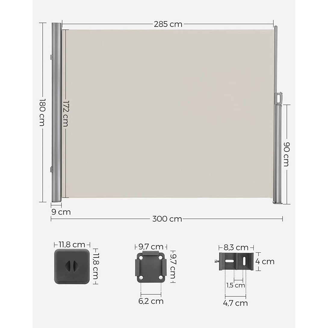 SONGMICS Bočná markíza na balkón a terasu 180 x 300 cm, béžová-Vashome.sk