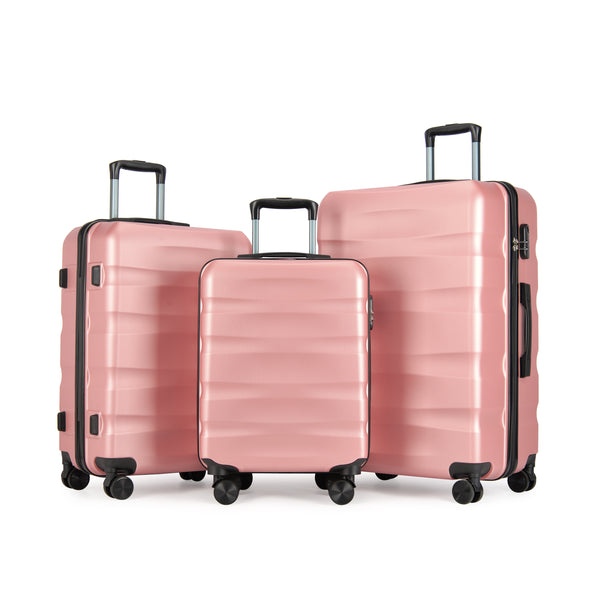 BONTOUR „Wave“ 3-dielna súprava kufrov s dvojitými kolieskami, s TSA zámkom, rose gold-Vashome.sk