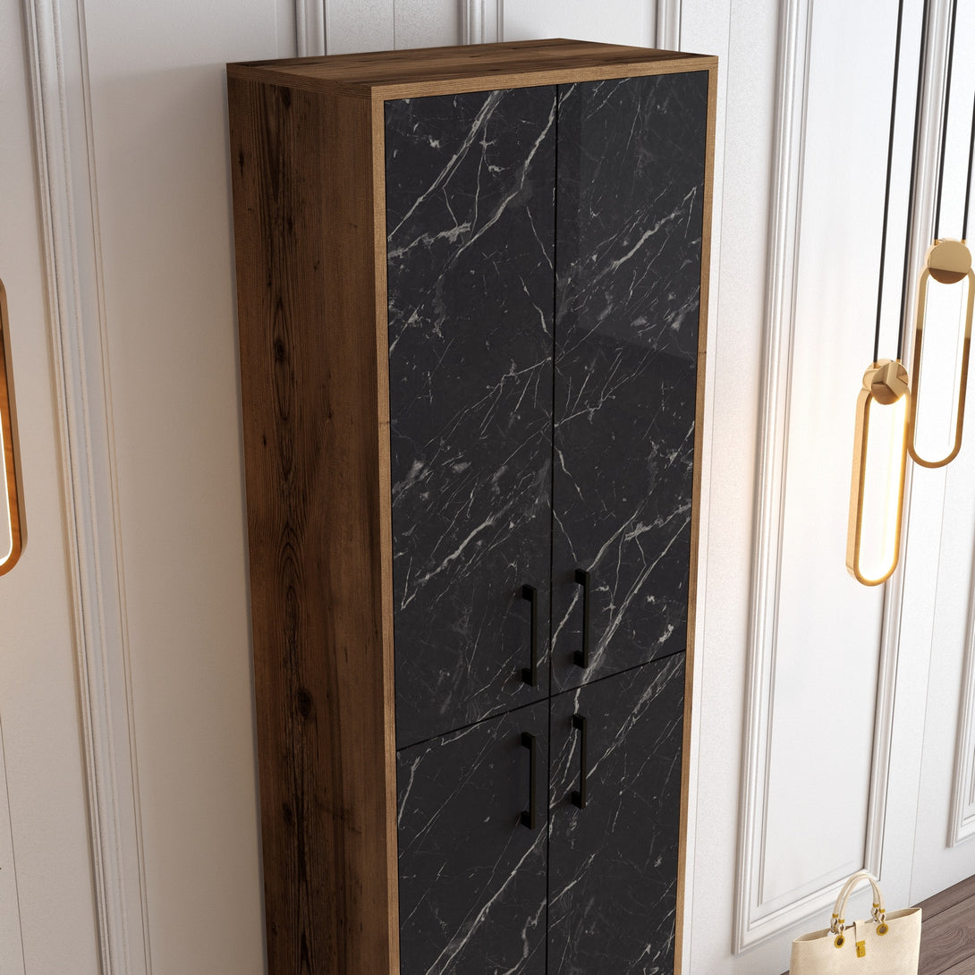 Botník Berlin A - Walnut, Black Marble-Vashome.sk