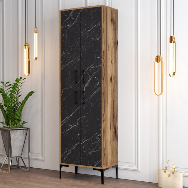 Botník Berlin A - Walnut, Black Marble-Vashome.sk
