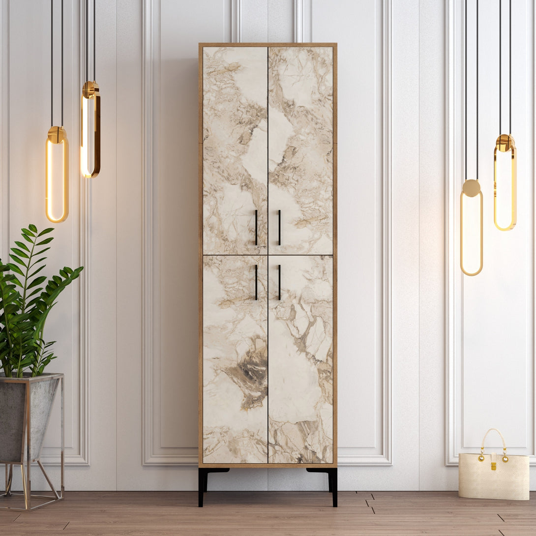 Botník Berlin A - Walnut, White Marble-Vashome.sk