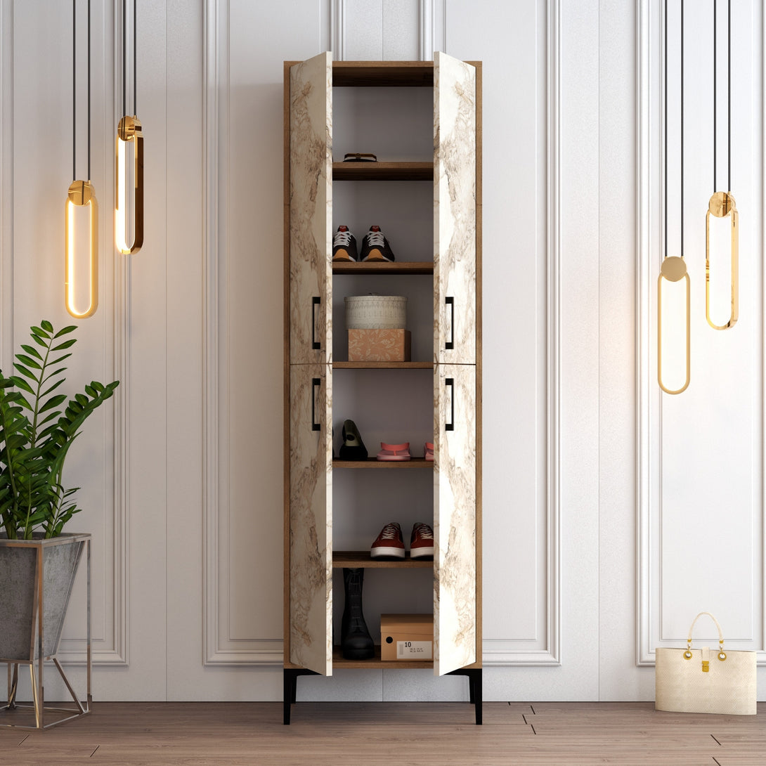 Botník Berlin A - Walnut, White Marble-Vashome.sk