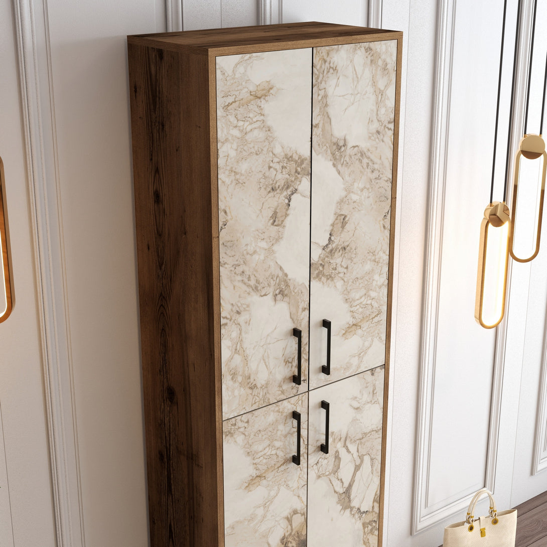 Botník Berlin A - Walnut, White Marble-Vashome.sk