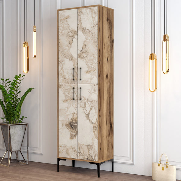 Botník Berlin A - Walnut, White Marble-Vashome.sk