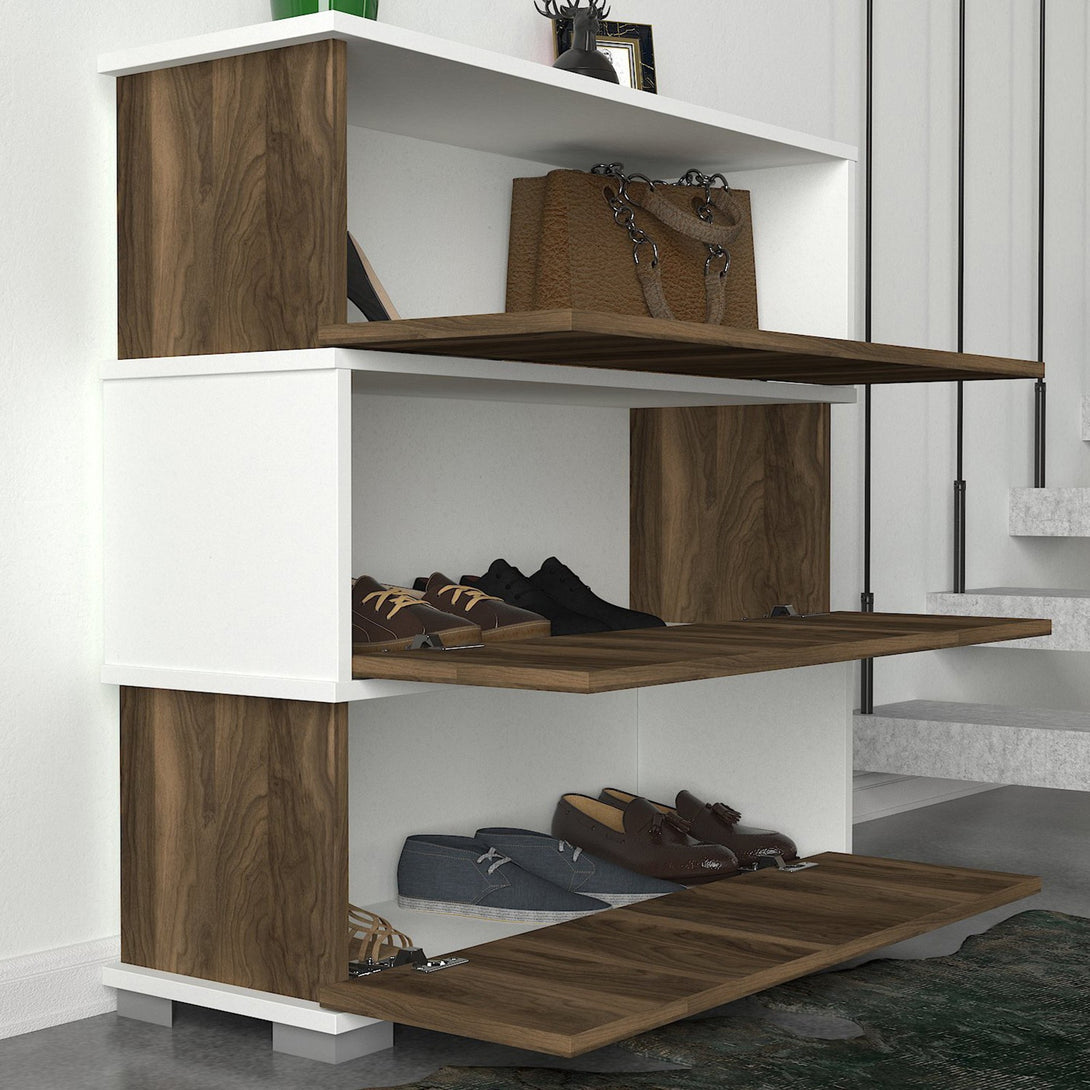 Botník Napolyon - White, Walnut-Vashome.sk