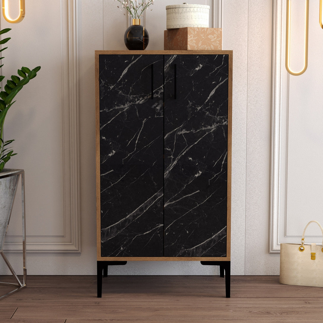 Botník Prag - Walnut, Black Marble-Vashome.sk