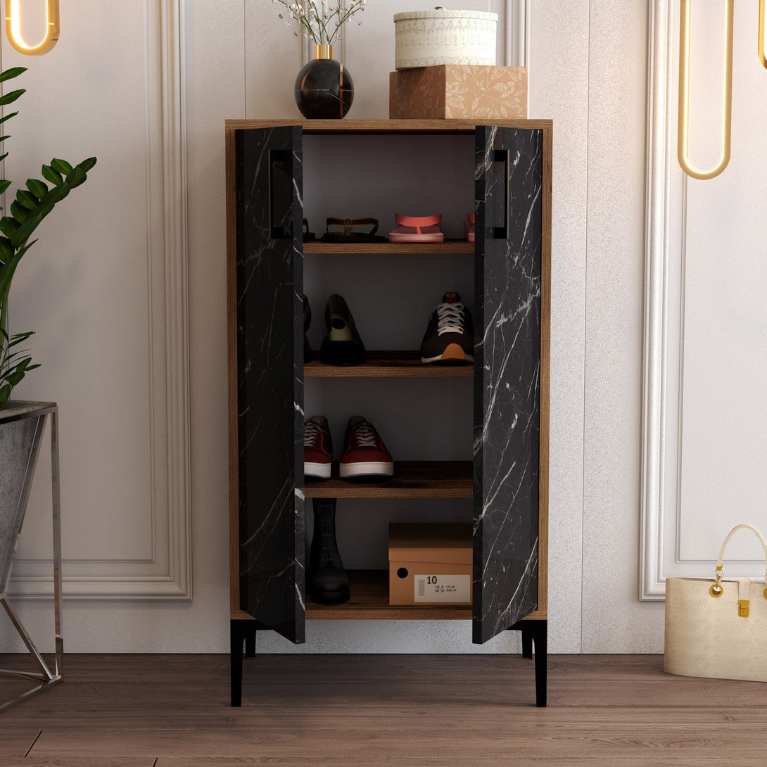 Botník Prag - Walnut, Black Marble-Vashome.sk
