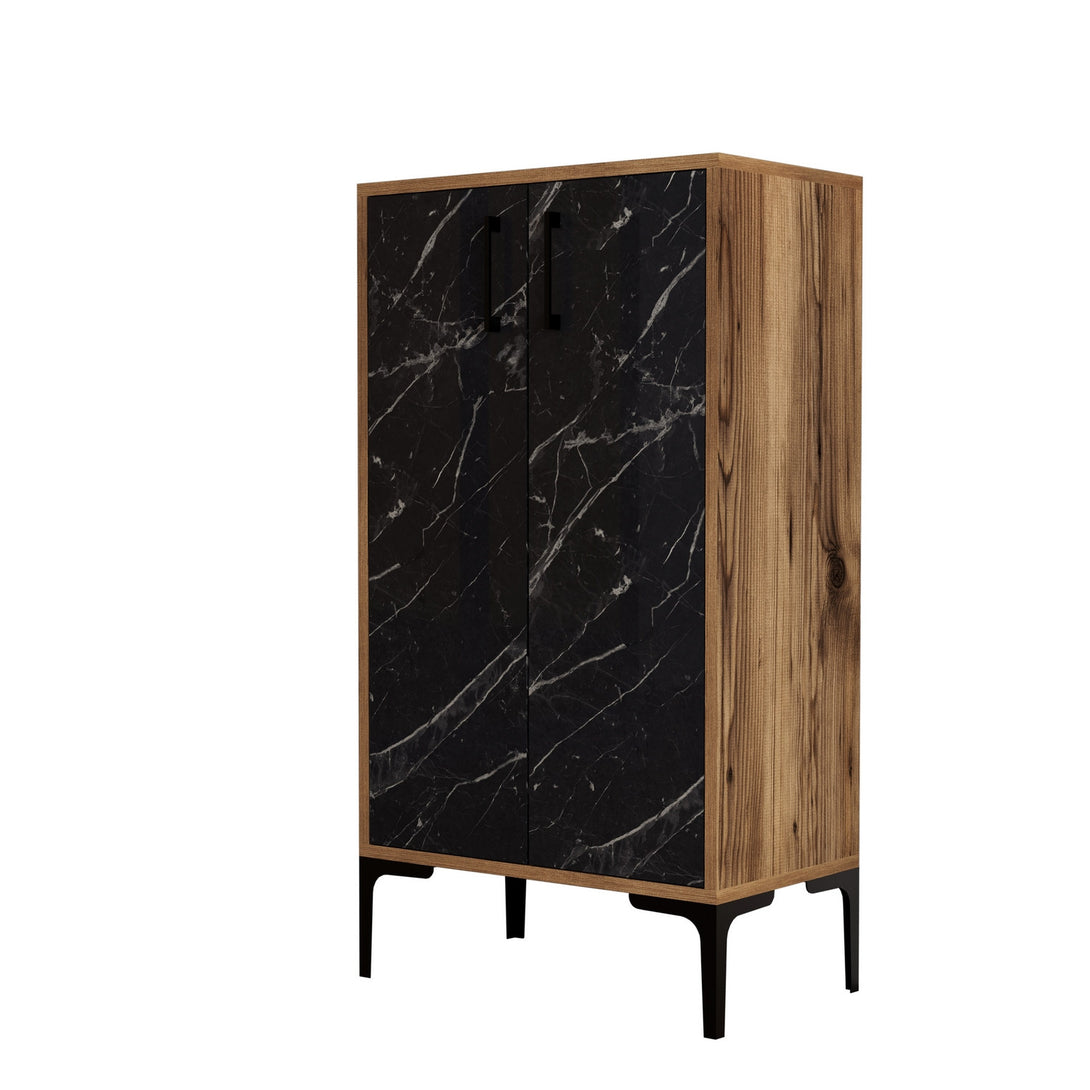 Botník Prag - Walnut, Black Marble-Vashome.sk