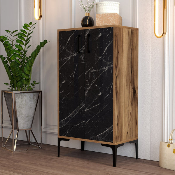 Botník Prag - Walnut, Black Marble-Vashome.sk