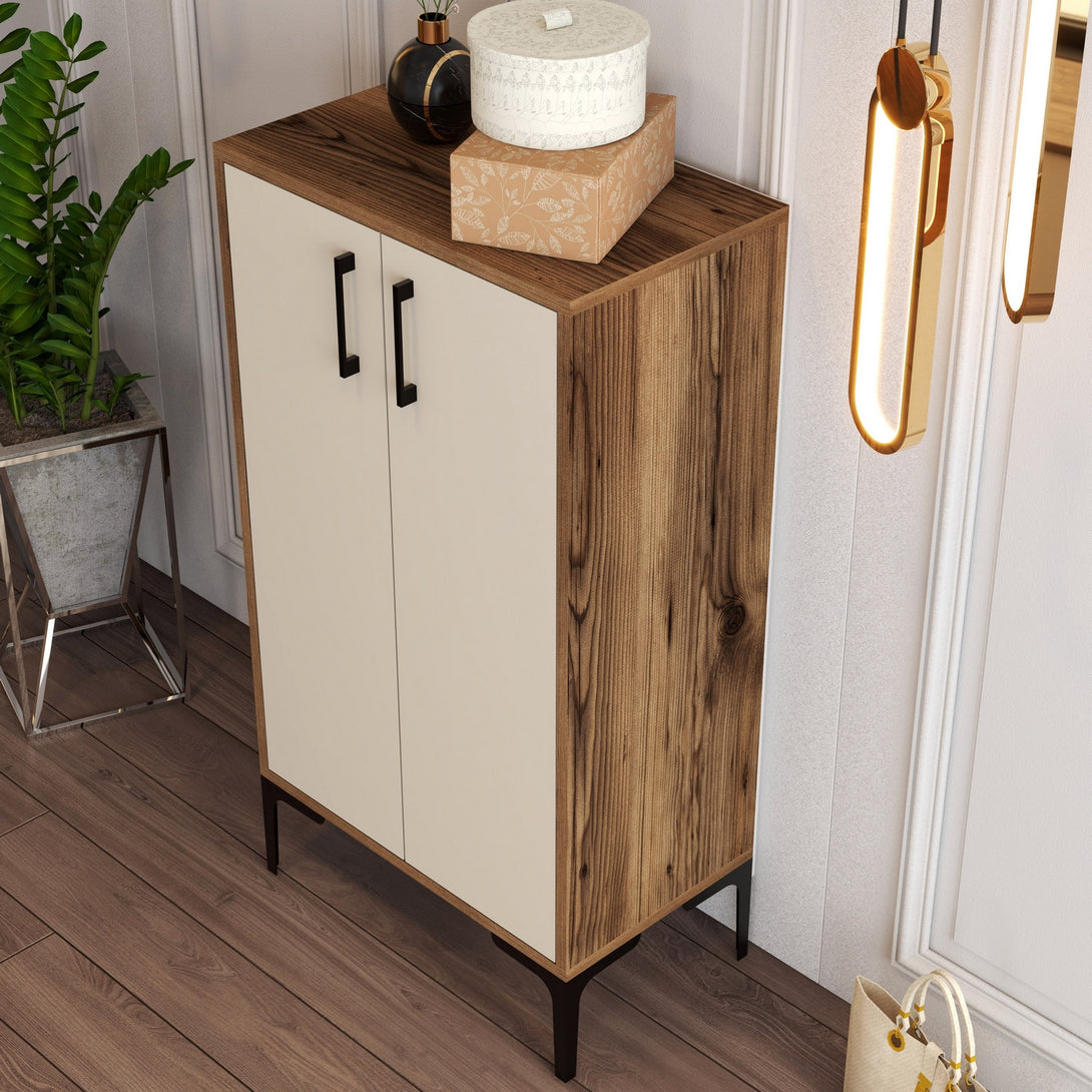 Botník Prag - Walnut, Cream-Vashome.sk