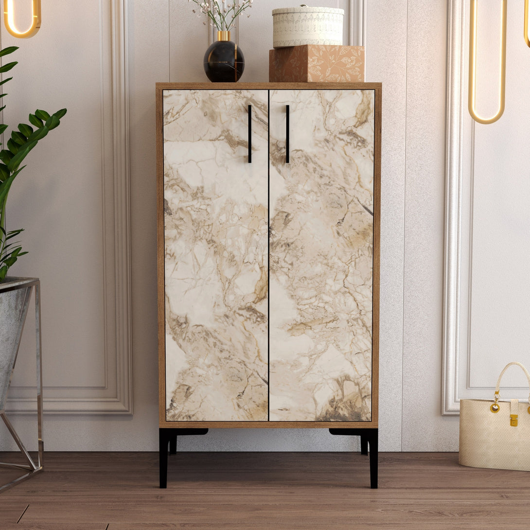 Botník Prag - Walnut, White Marble-Vashome.sk
