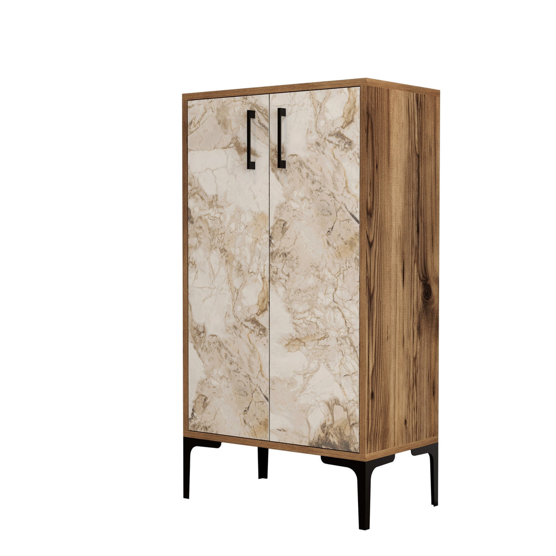 Botník Prag - Walnut, White Marble-Vashome.sk