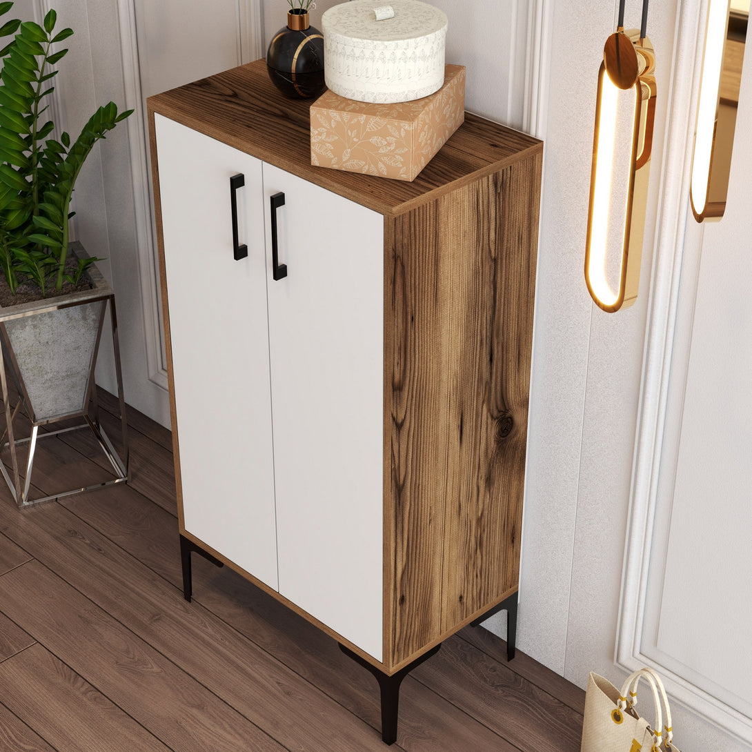 Botník Prag - Walnut, White-Vashome.sk