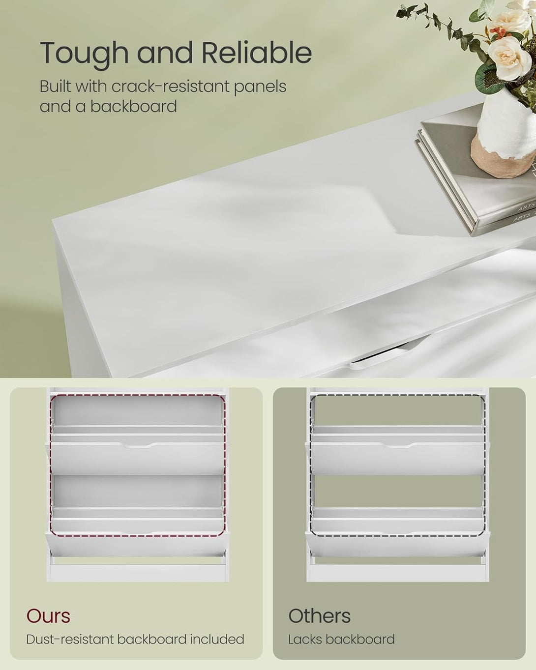 Cipősszekrény 2 billenőajtóval, 3 szintes cipőtartó, 24 x 80 x 102 cm, felhőfehér-Vashome.sk