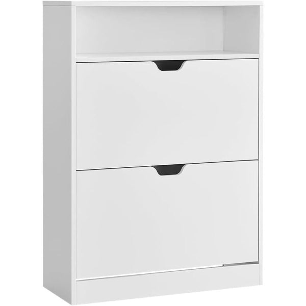 Cipősszekrény 2 billenőajtóval, 3 szintes cipőtartó, 24 x 80 x 102 cm, felhőfehér-Vashome.sk