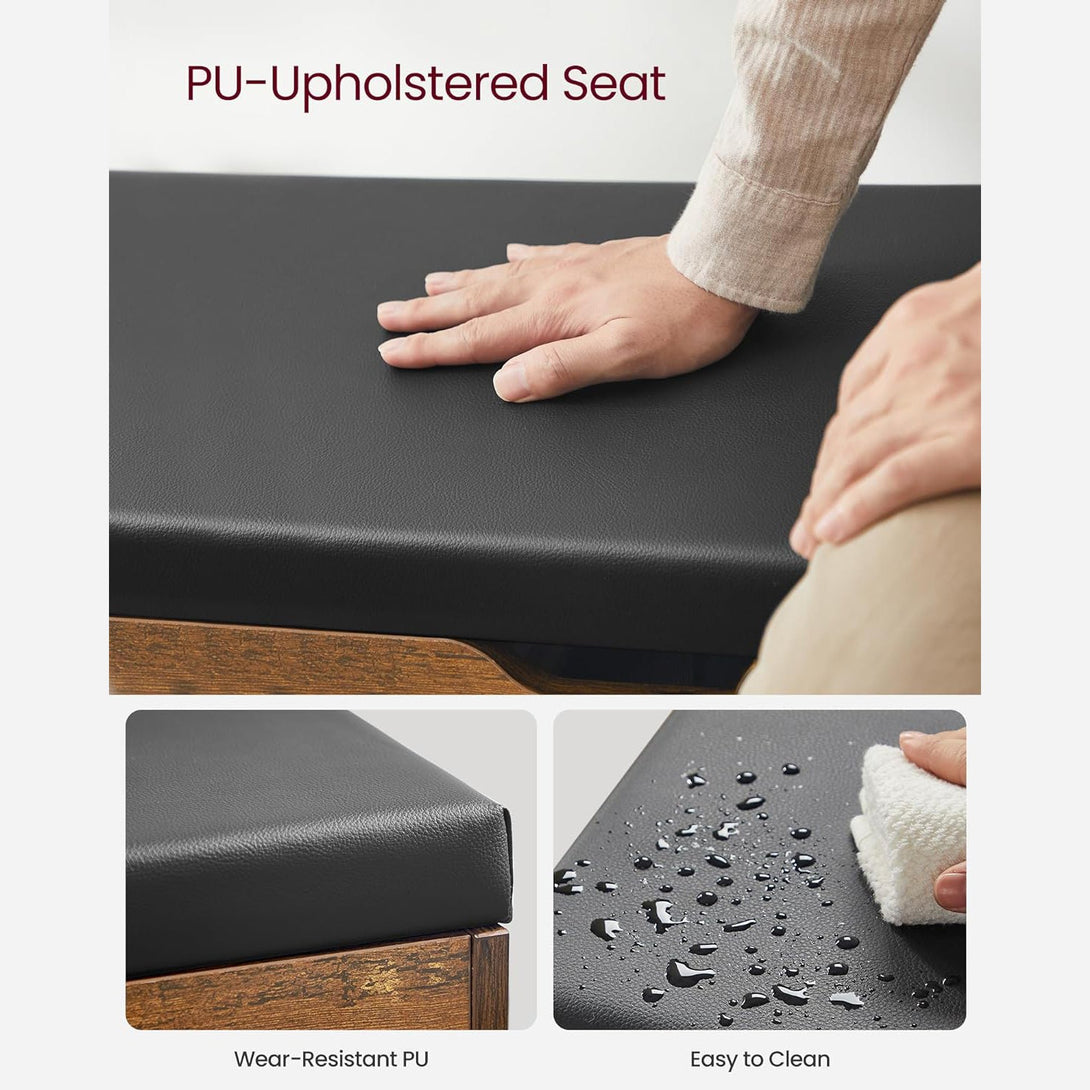 Úložná lavica na topánky s čalúneným sedadlom, rustikálna hnedá-Vashome.sk