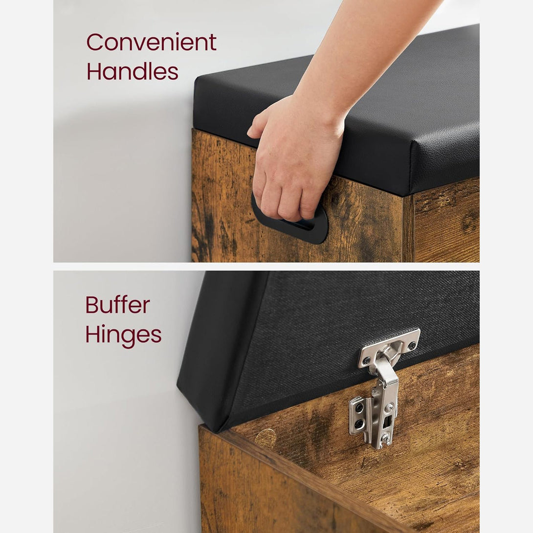 Úložná lavica na topánky s čalúneným sedadlom, rustikálna hnedá-Vashome.sk