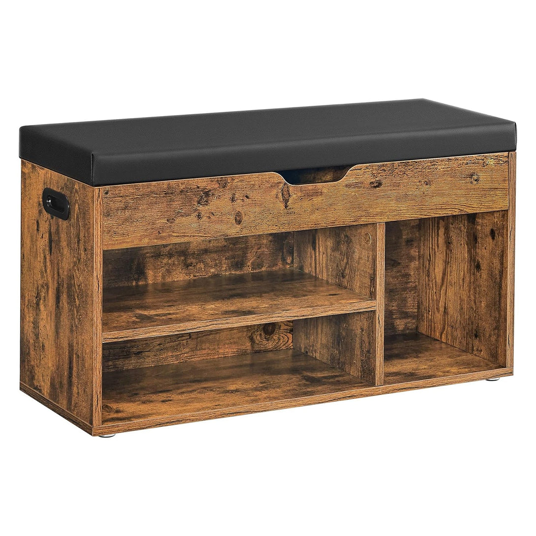 Úložná lavica na topánky s čalúneným sedadlom, rustikálna hnedá-Vashome.sk