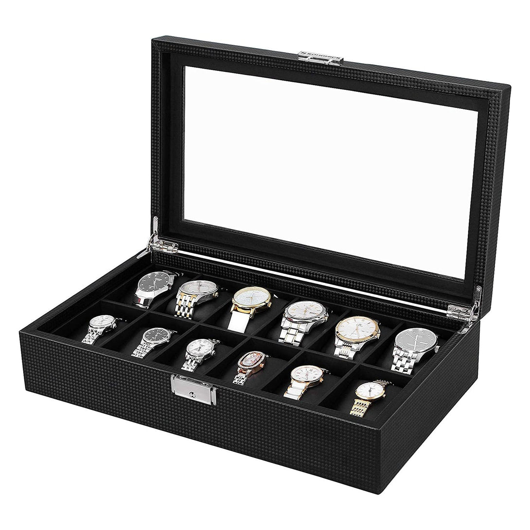 SONGMICS  Box na hodinky s 12 priehradkami, čierny-Vashome.sk