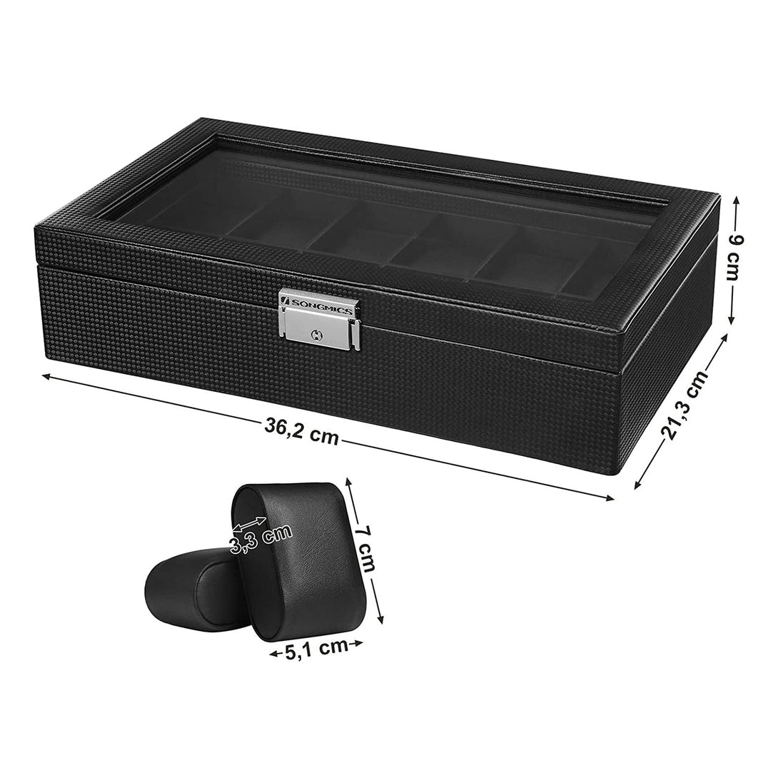 SONGMICS  Box na hodinky s 12 priehradkami, čierny-Vashome.sk