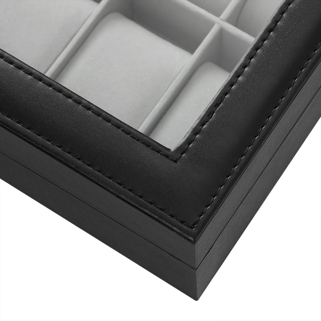 SONGMICS Box na hodinky so skleneným krytom, krabica pre 10 hodiniek 25,4 x 7,8 x 20,2 cm-Vashome.sk