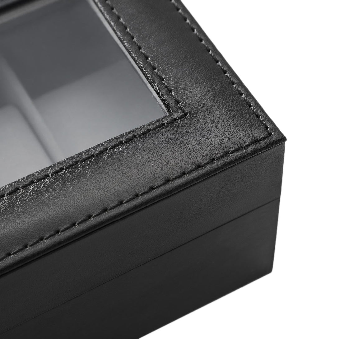 Box na hodinky so skleneným vekom, 30 x 8 x 11,2 cm, čierny-Vashome.sk