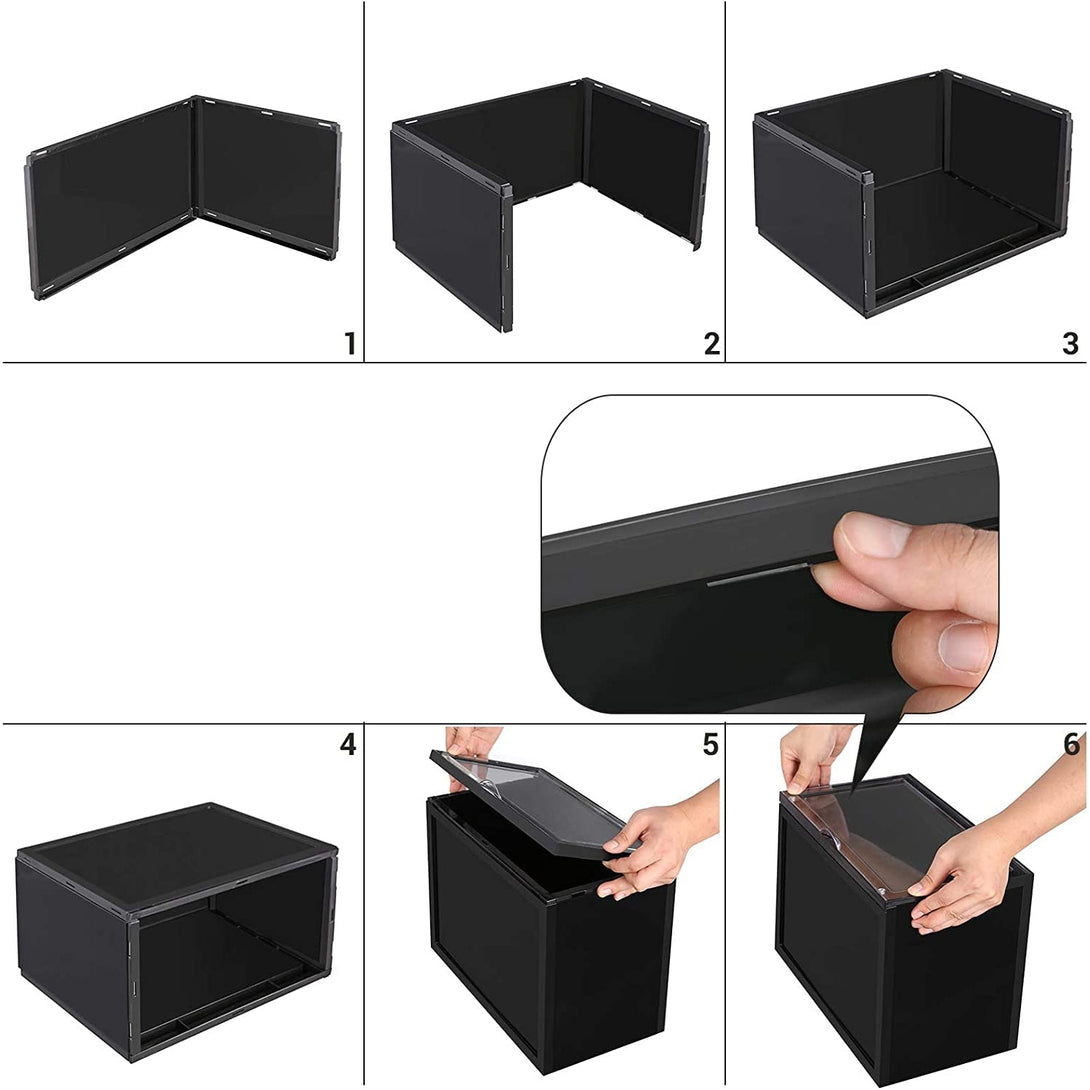 Box na topánky, 6 stohovateľných organizérov 36 x 28 x 22 cm, čierny-Vashome.sk