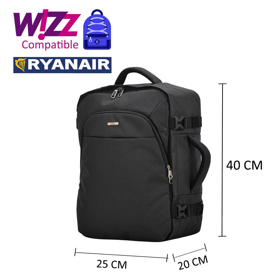 BONTOUR AIR Cestovný batoh, veľkosť WizzAir/Ryanair 40x25x20cm, čierny-Vashome.sk