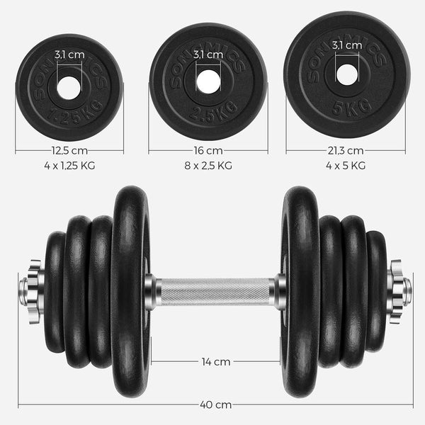 Öntöttvas kézi súlyzók 50 kg-os kézi súlyzók (2 x 25 kg) , fekete-Vashome.sk