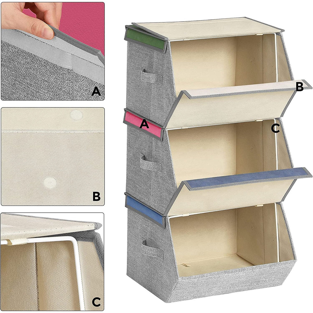 Detské stohovateľné boxy na hračky 3 ks, 38 x 25 x 26,5 cm, detský motív-Vashome.sk