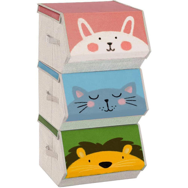 Detské stohovateľné boxy na hračky 3 ks, 38 x 25 x 26,5 cm, detský motív-Vashome.sk
